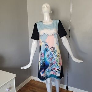 Modcloth Yumi Peacock Dress, VGUC, Size S